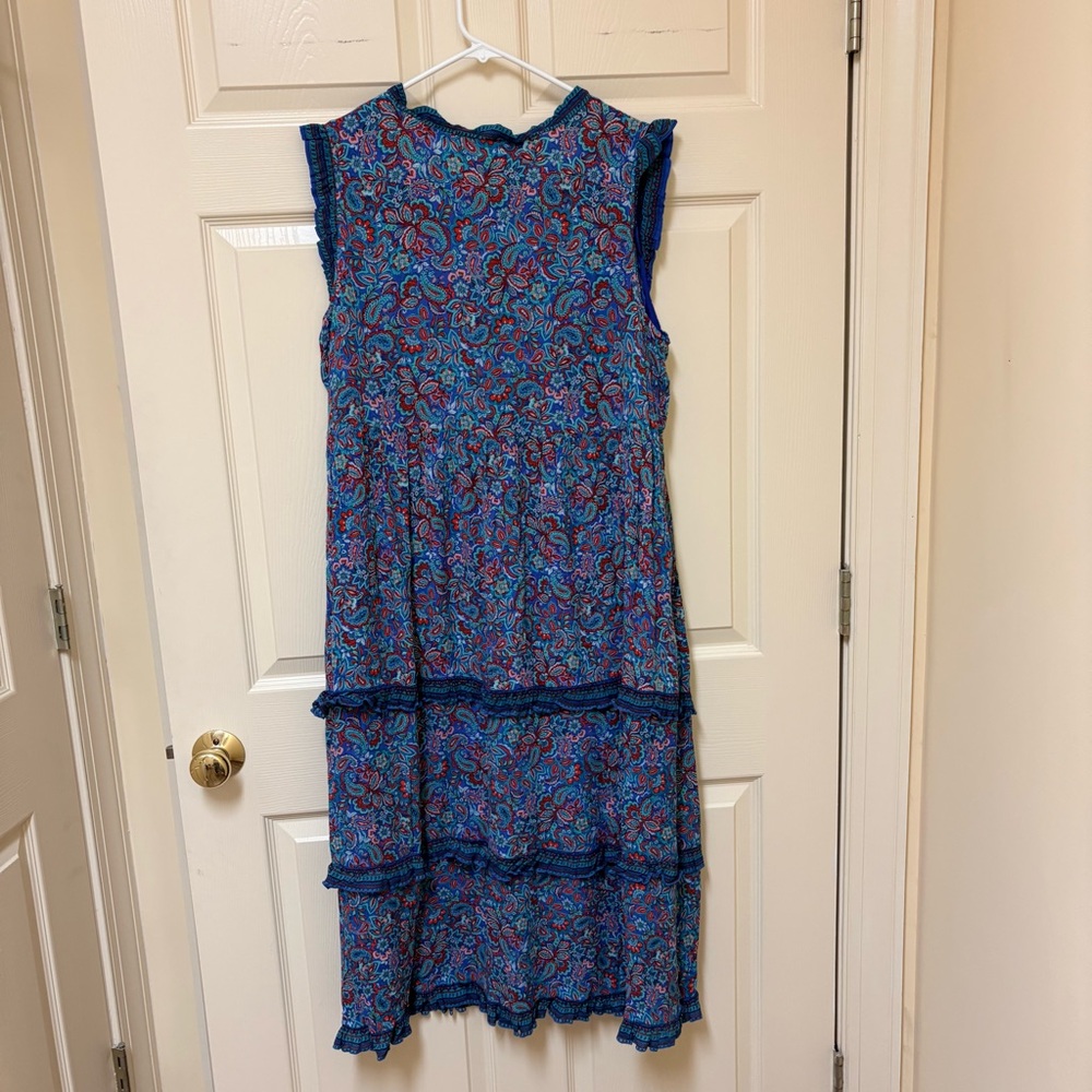 J. Jill Blue and Red Paisley Tiered Midi Dress - Picture 5 of 6